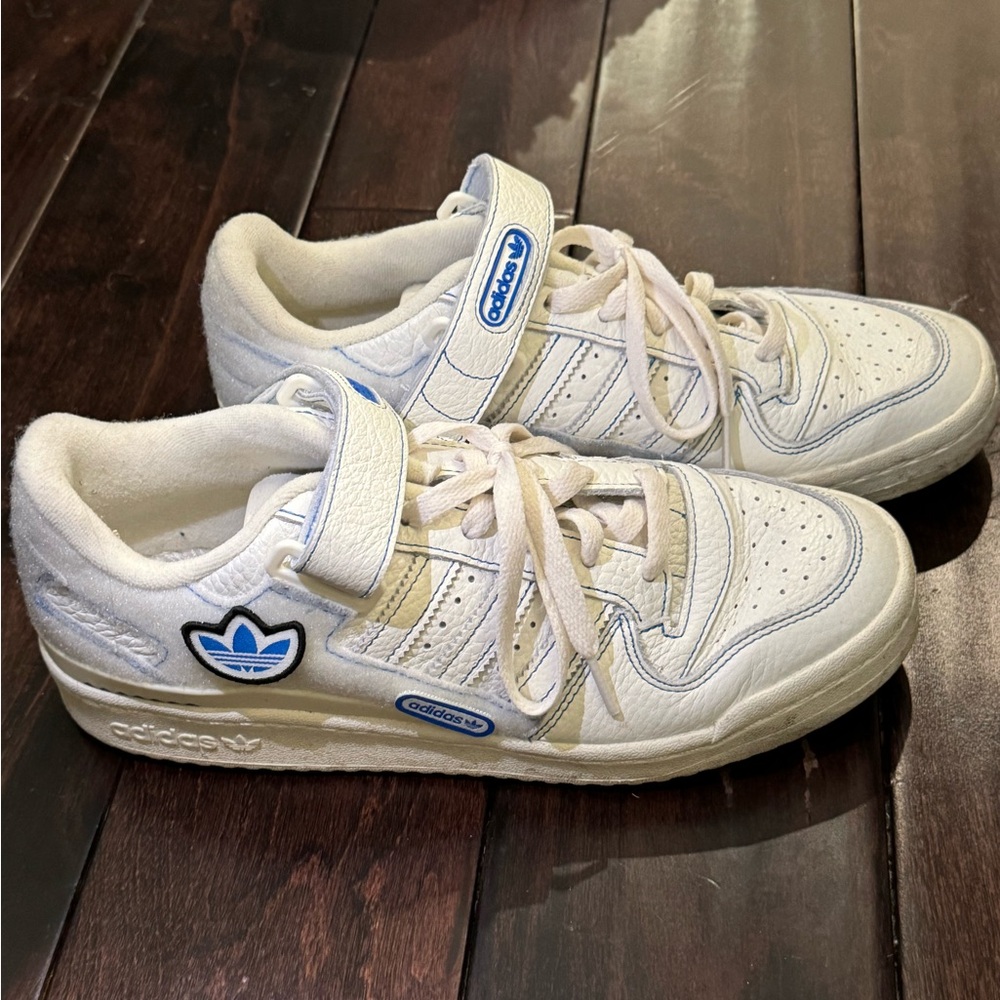Adidas White and Blue Classic Sneakers